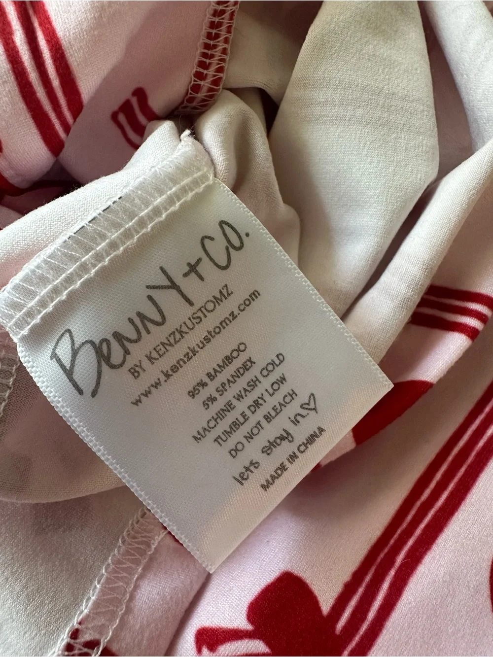 Spearmint Love Benny + Co Red Bows Organic Pointelle Pink Lounge Set Size M $84